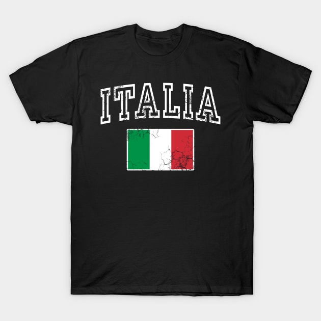 Italia Flag Italy Italian Vintage Distressed Fade T-Shirt by E